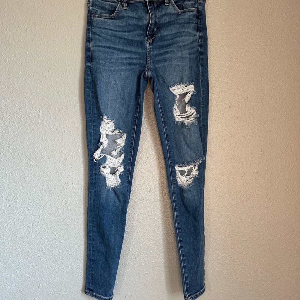 American Eagle Outfitters Ripped Blue Skinny Jeans